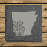 Arkansas Slate Coaster Set – Engraved Natural Stone (Set of 4)