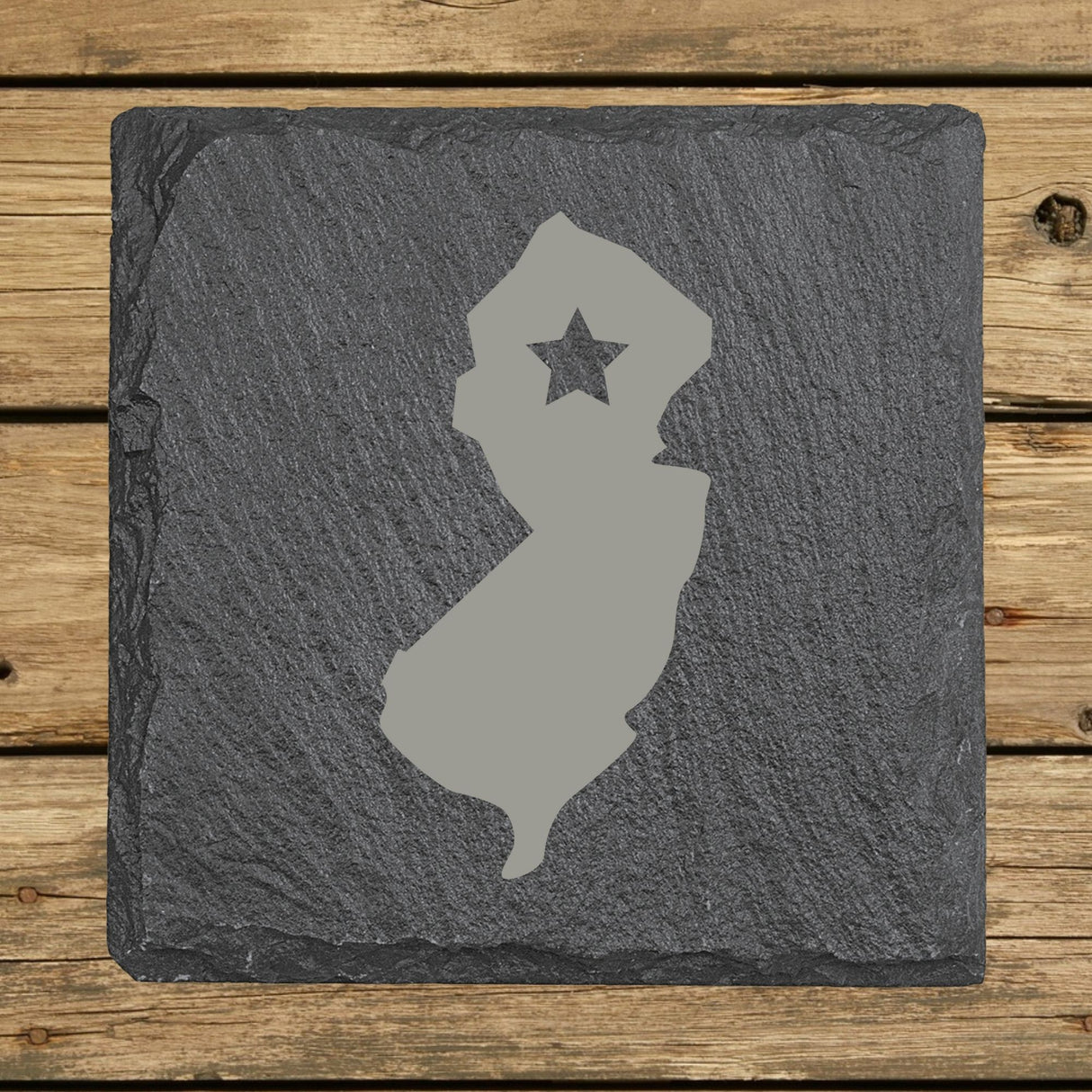 New Jersey Slate Coaster Set – Engraved Natural Stone (Set of 4)