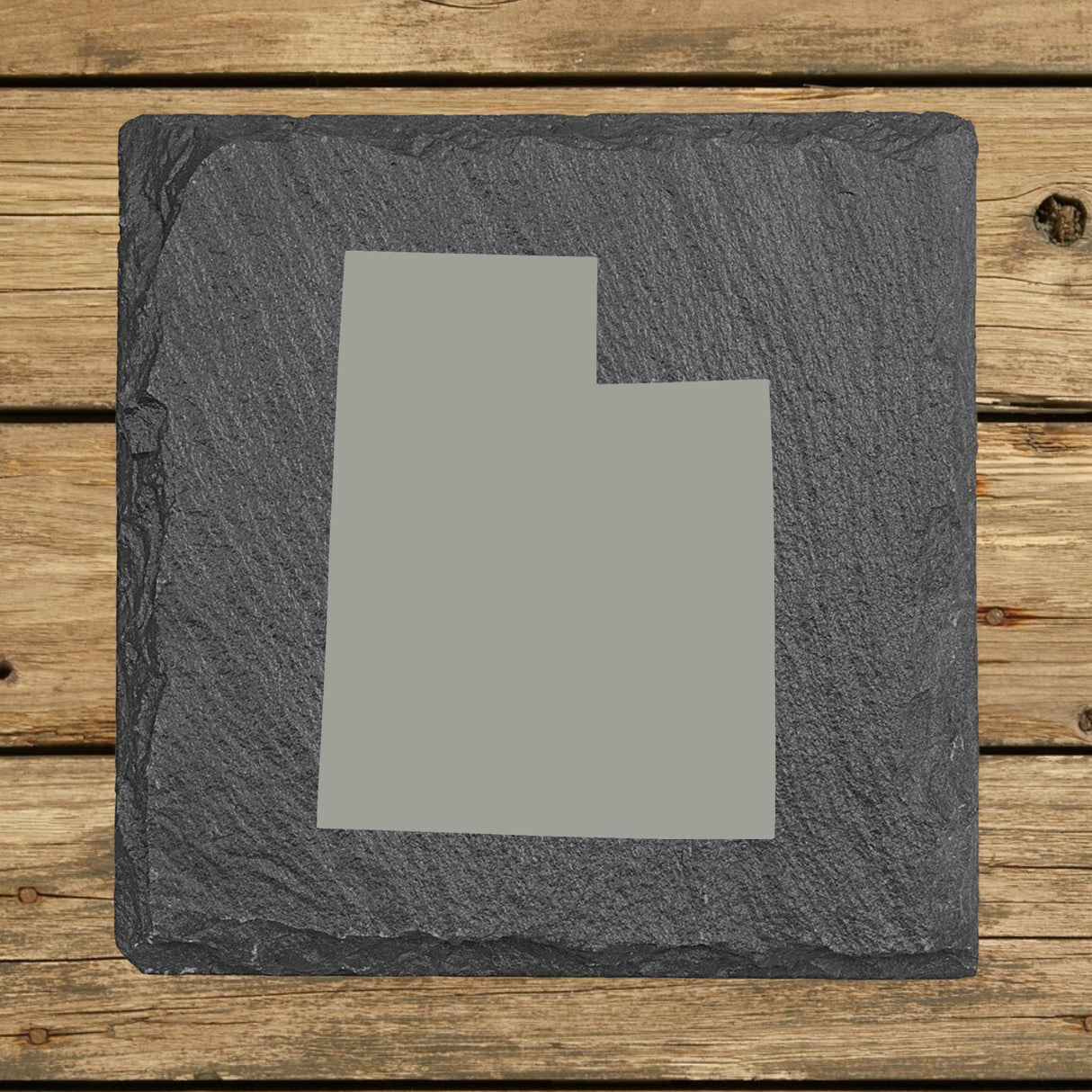 Utah Slate Coaster Set – Engraved Natural Stone (Set of 4)