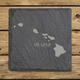 Hawaii Slate Coaster Set – Engraved Natural Stone (Set of 4)