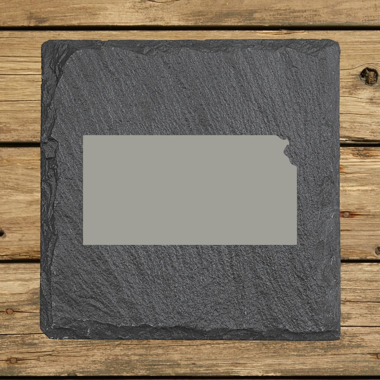 Kansas Slate Coaster Set – Engraved Natural Stone (Set of 4)
