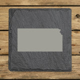Kansas Slate Coaster Set – Engraved Natural Stone (Set of 4)