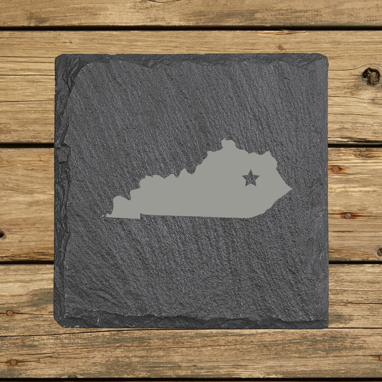 Kentucky Slate Coaster Set – Engraved Natural Stone (Set of 4)