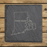 Rhode Island Slate Coaster Set – Engraved Natural Stone (Set of 4)