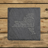 New York Slate Coaster Set – Engraved Natural Stone (Set of 4)