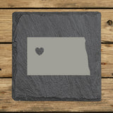 North Dakota Slate Coaster Set – Engraved Natural Stone (Set of 4)