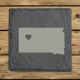 South Dakota Slate Coaster Set – Engraved Natural Stone (Set of 4)