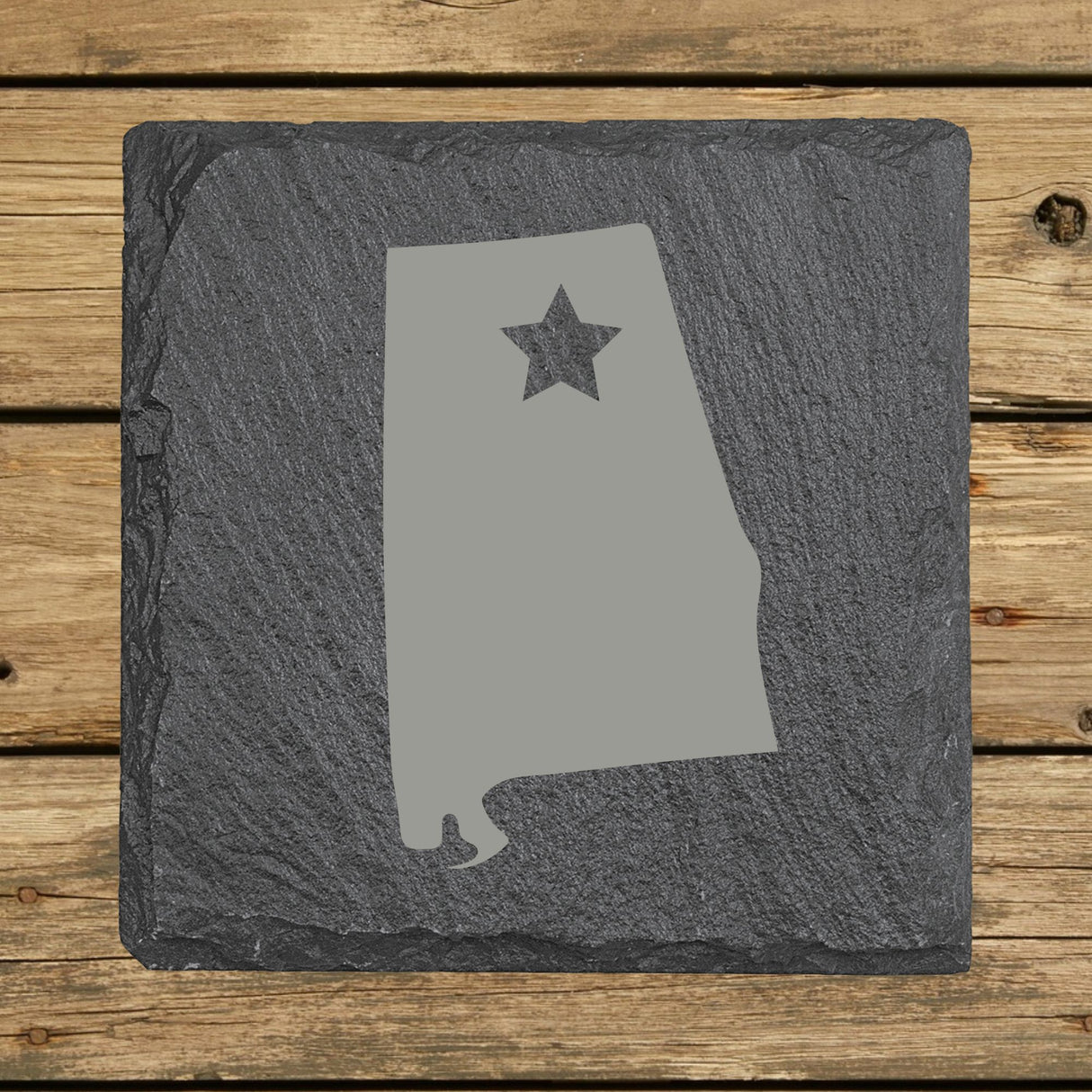 Alabama Slate Coaster Set – Engraved Natural Stone (Set of 4)