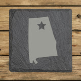Alabama Slate Coaster Set – Engraved Natural Stone (Set of 4)