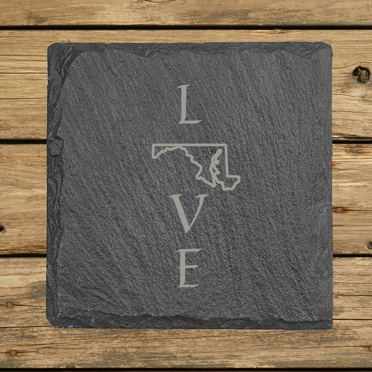 Maryland Slate Coaster Set – Engraved Natural Stone (Set of 4)