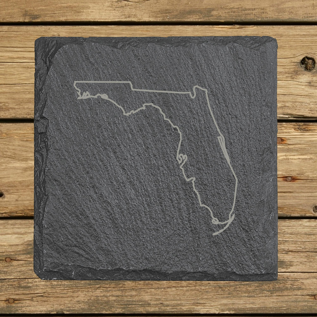 Florida Slate Coaster Set – Engraved Natural Stone (Set of 4)