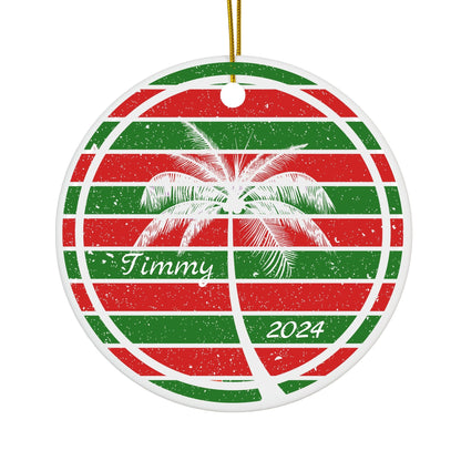 Personalized Palm Tree Christmas Ornament – Custom Ceramic Holiday Decor