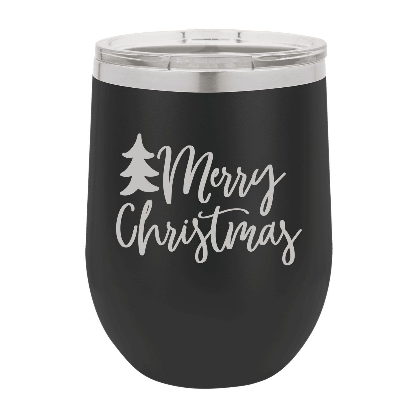 Merry Christmas 12 oz. Polar Camel Wine Tumbler with Lid - Holiday Gift