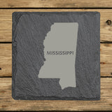 Mississippi Slate Coaster Set – Engraved Natural Stone (Set of 4)