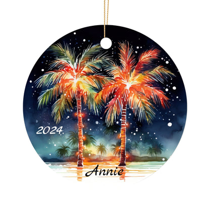 Personalized Coastal Christmas Ornament – Custom Ceramic Holiday Decor