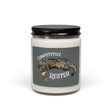 Competitive Rester scented soy candle, 9 oz glass jar with the hand drawn Competitive Rester design by Nina Leipold