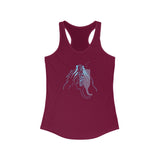Tank Top - Woman's Ideal Racerback Tank with Flounder the Purrmaid Line Drawing Design