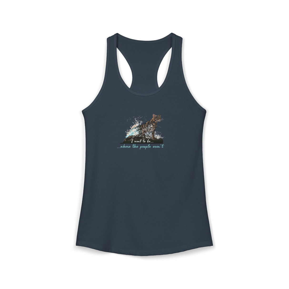 Purrmaid Flounder Racerback Tank — "I Want to Be Where the People Aren't"