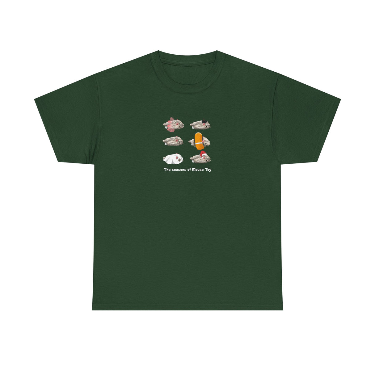 Seasons of Mouse Toy Unisex Tee - Santa Hat, Yamaka, Halloween Ghost, Ballet Tutu, Life Vest - Hand Drawn by Nina