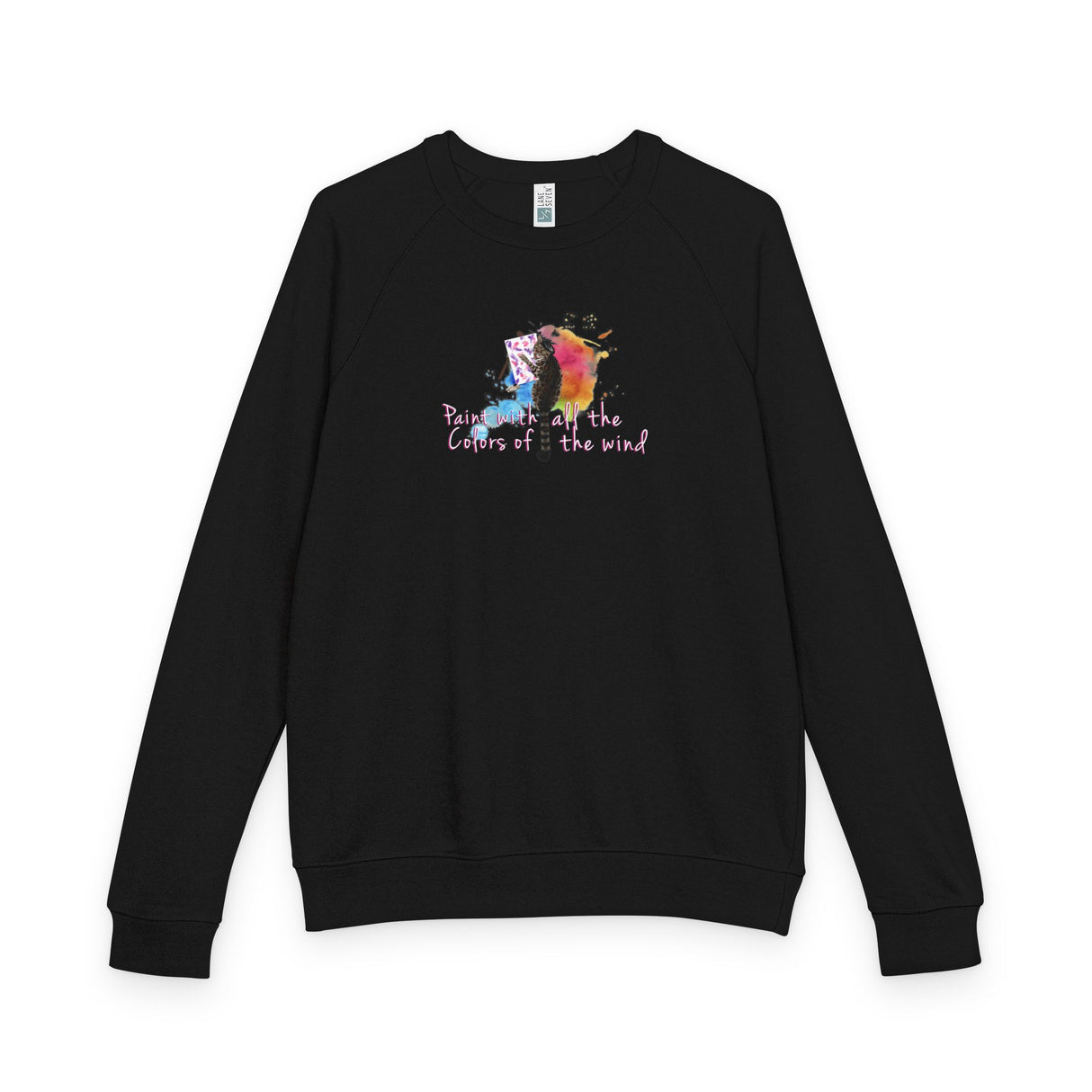 Paint With All The Colors Raglan Crewneck — Flounder the Purrcasso Artwork