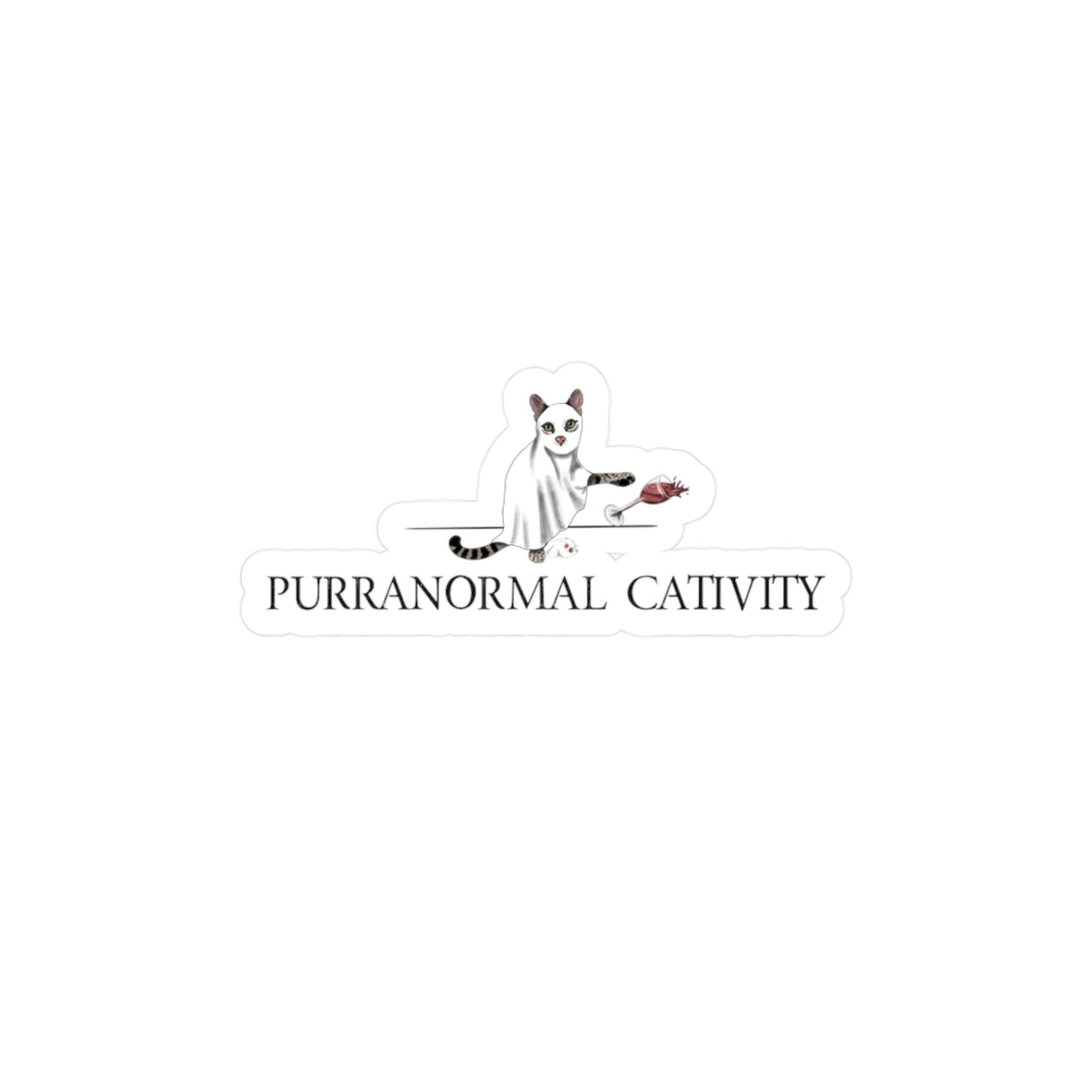 Vinyl Decal Stickers - Purranormal Cativity featuring Flounder the Purrmaid and Mouse Toy dressed as ghosts design by Nina