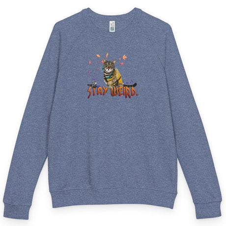 Stay Weird Flocahontas raglan crewneck - Heather Denim