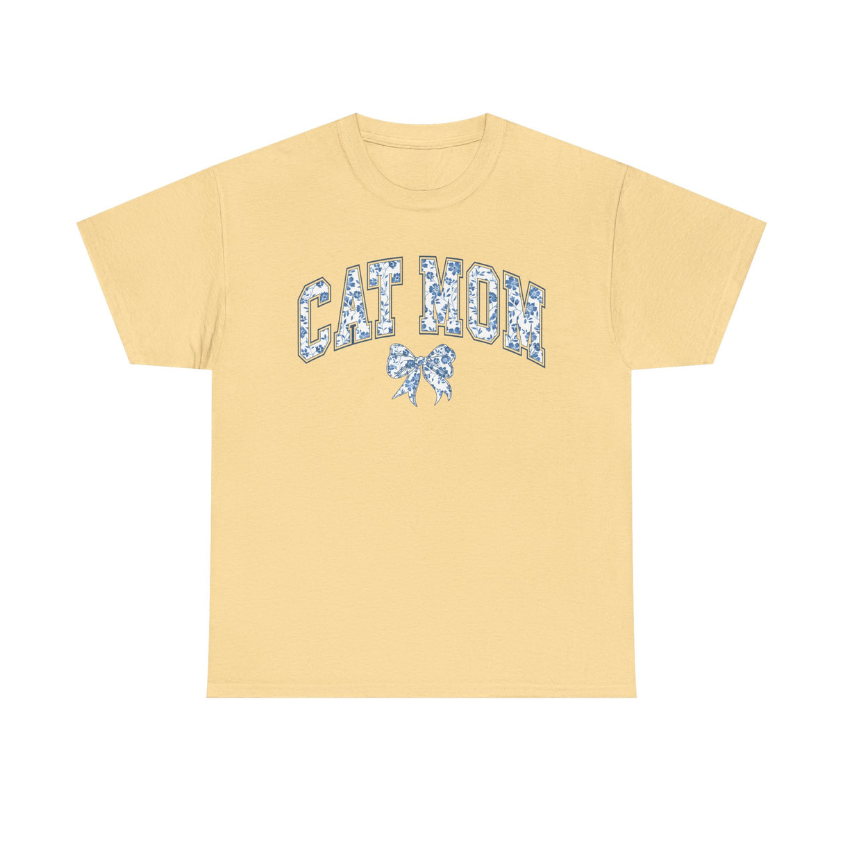 Blue Cat Mom Coquette Style Cotton Tee