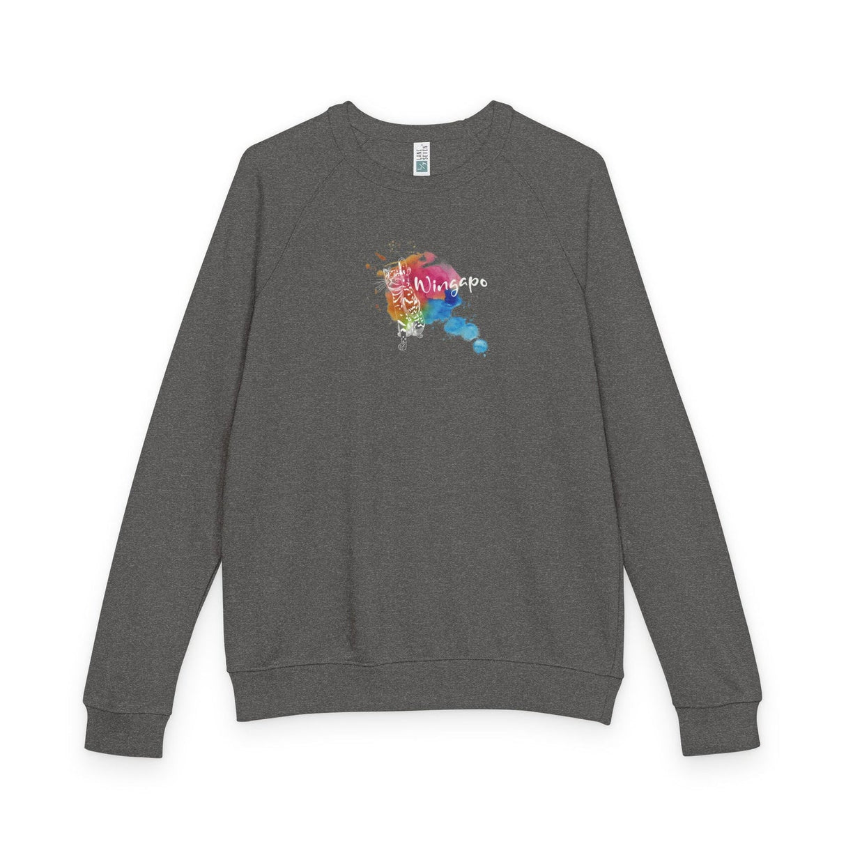Flounder Wingapo watercolor raglan crewneck - Charcoal Heather