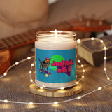 Soy Candle - Just Roll With It design featuring Flounder the Purrmaid on a Skateboard