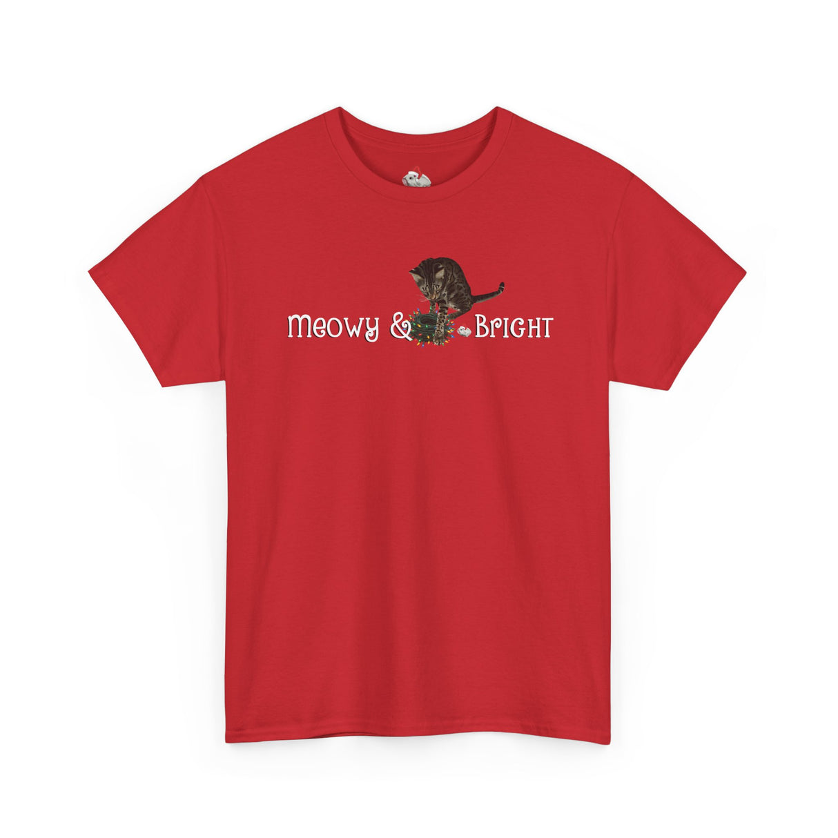 Meowy & Bright Christmas T-Shirt — Flounder & Mouse Toy Holiday Tee