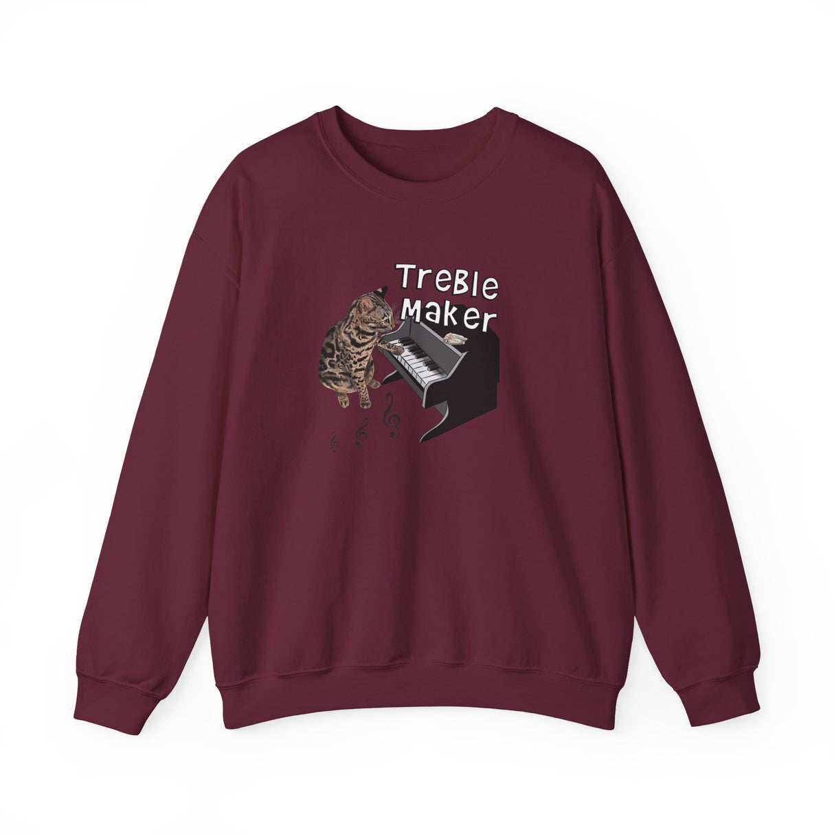 Unisex Sweatshirt - Treble Maker Design featuring Flounder the Purrmaid Playing Piano for Mouse Toy