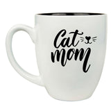 Cat Mom 16 oz. White Ceramic Bistro Coffee Mug - Purrfect Gift for Cat Lovers