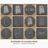 Alabama slate coaster set, laser engraved natural stone