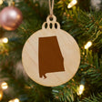 Alabama round wood Christmas ornament with the full state shape engraved