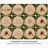 Alaska wood Christmas ornament, laser engraved natural wood