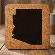 Arizona square cork coaster with the full state shape engraved