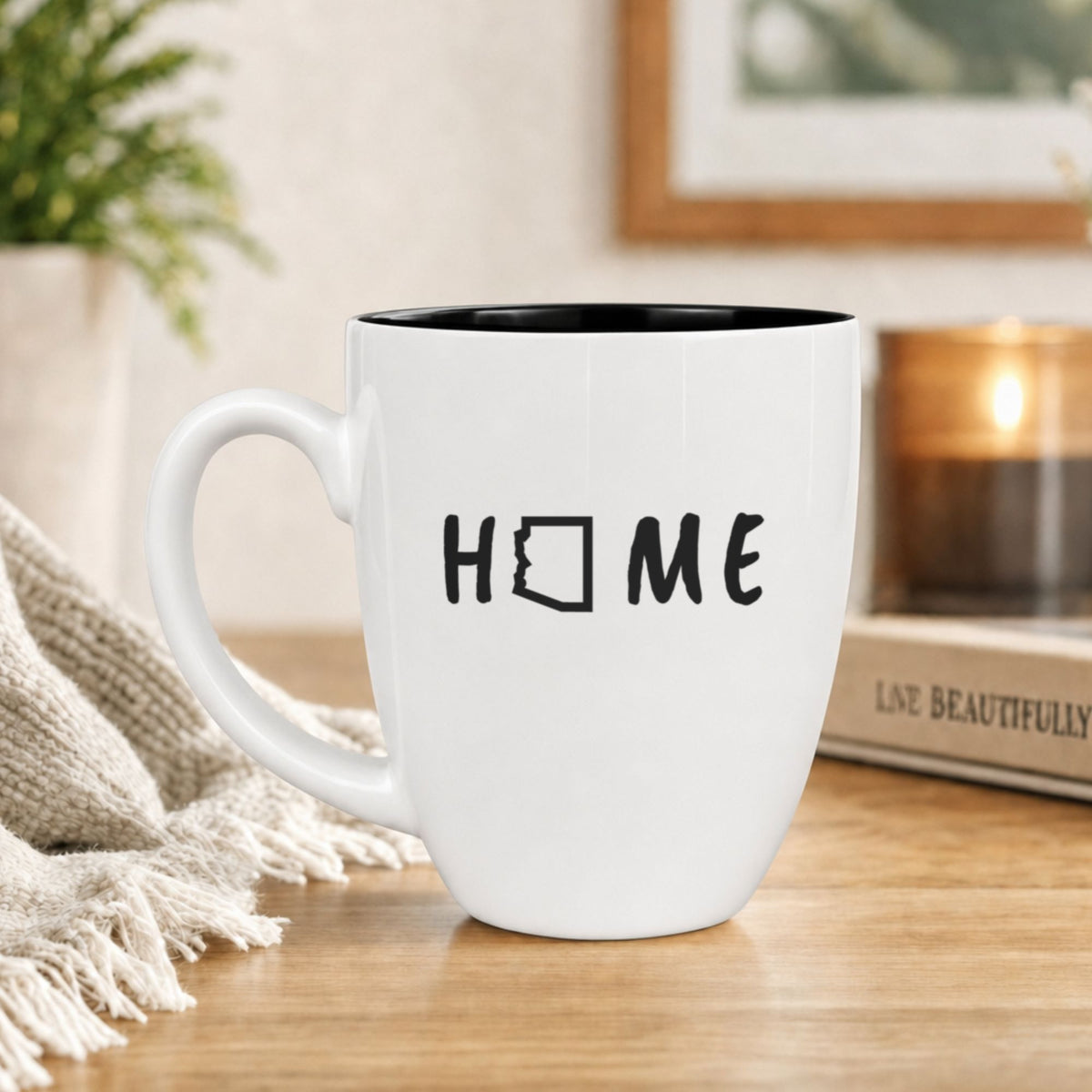 Arizona Home 16 oz Ceramic Coffee Mug, State Outline Design