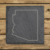 Arizona square slate coaster engraved with a clean state outline
