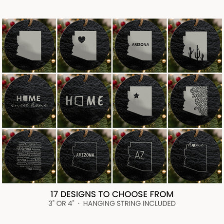 Arizona slate Christmas ornament, laser engraved natural stone