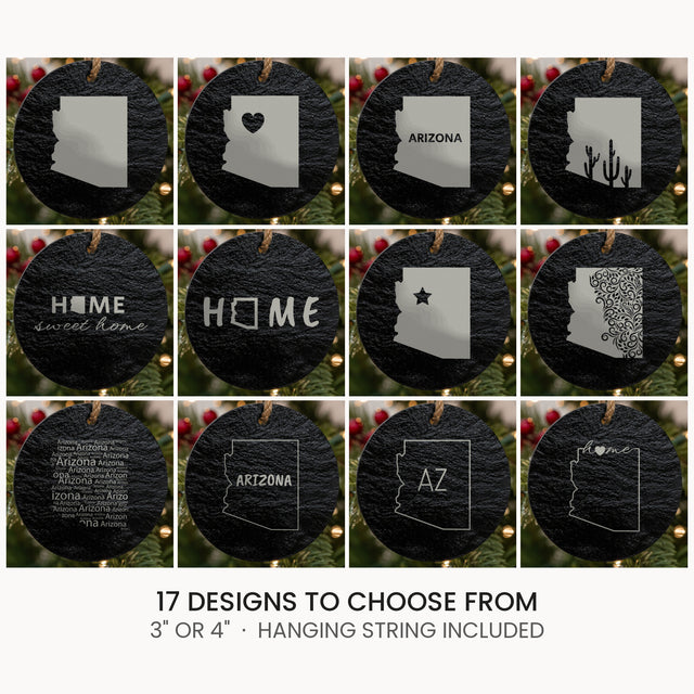 Arizona slate Christmas ornament, laser engraved natural stone