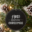Black First Furever Christmas leatherette ornament with your pet's name