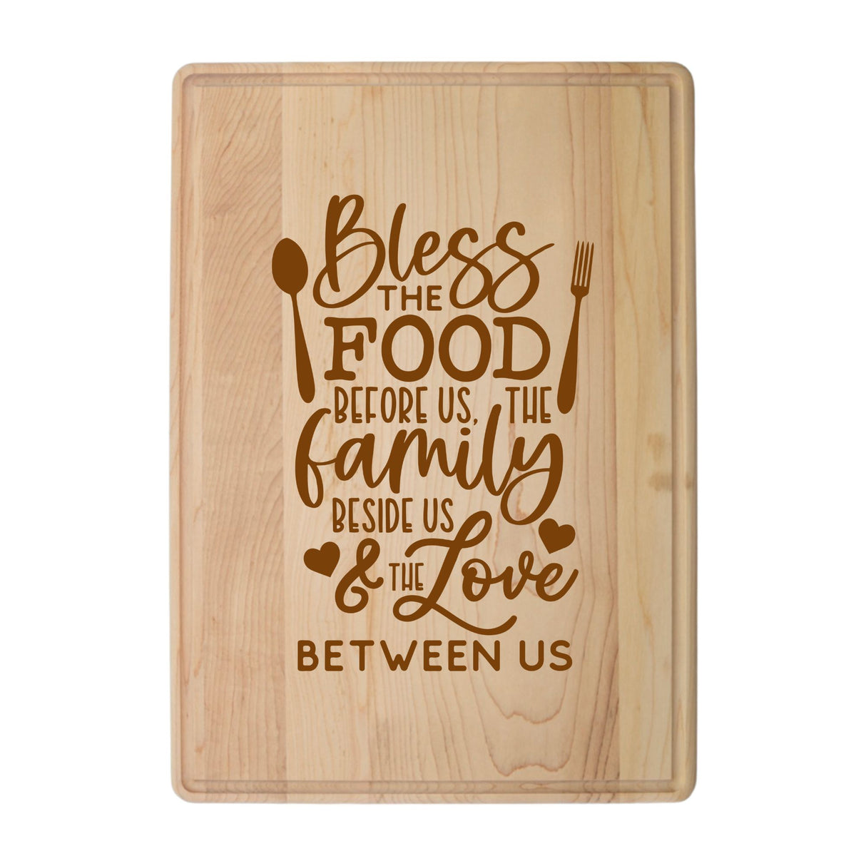 Laser Engraved Maple Cutting Board – "Bless the Food Before Us" Design