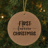 Brown First Furever Christmas leatherette ornament with your pet's name