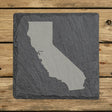 California square slate coaster with the full state shape engraved