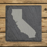 California square slate coaster with the full state shape engraved