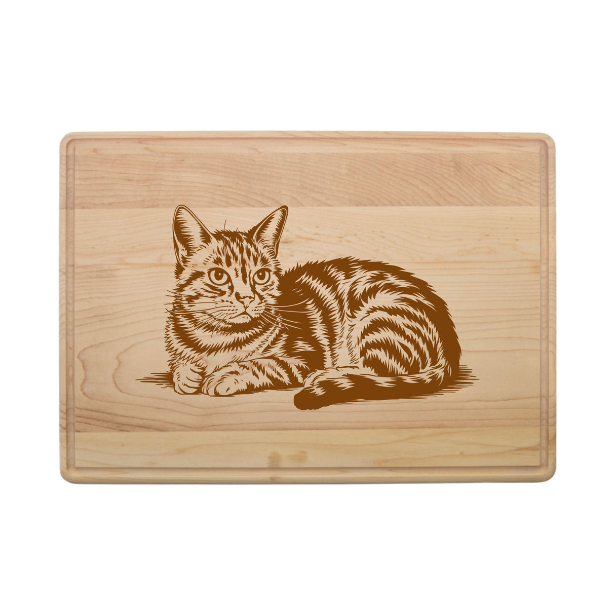 Laser Engraved Maple Cutting Board – Cat Design