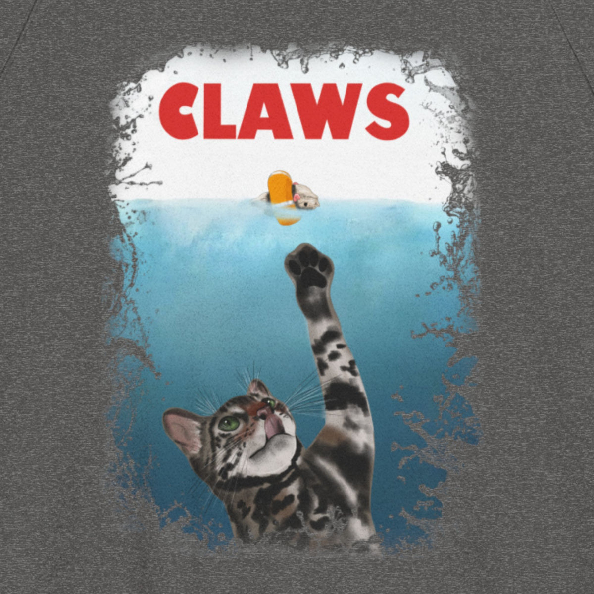 Close up of the design on the Purrmaid Flounder 'CLAWS' Raglan Crewneck (2 of 5)