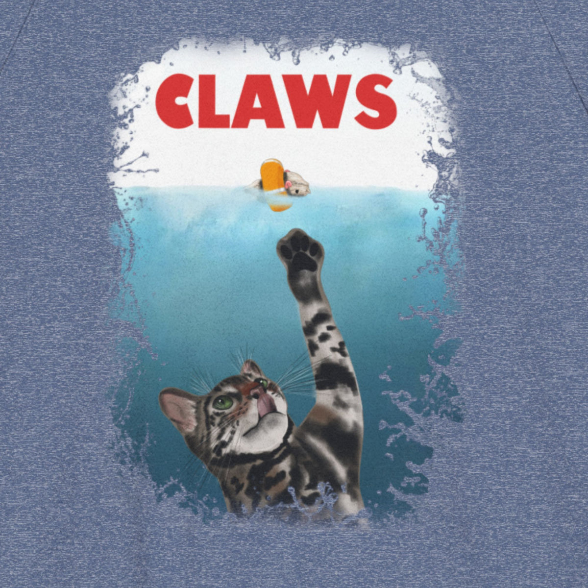 Close up of the design on the Purrmaid Flounder 'CLAWS' Raglan Crewneck (3 of 5)
