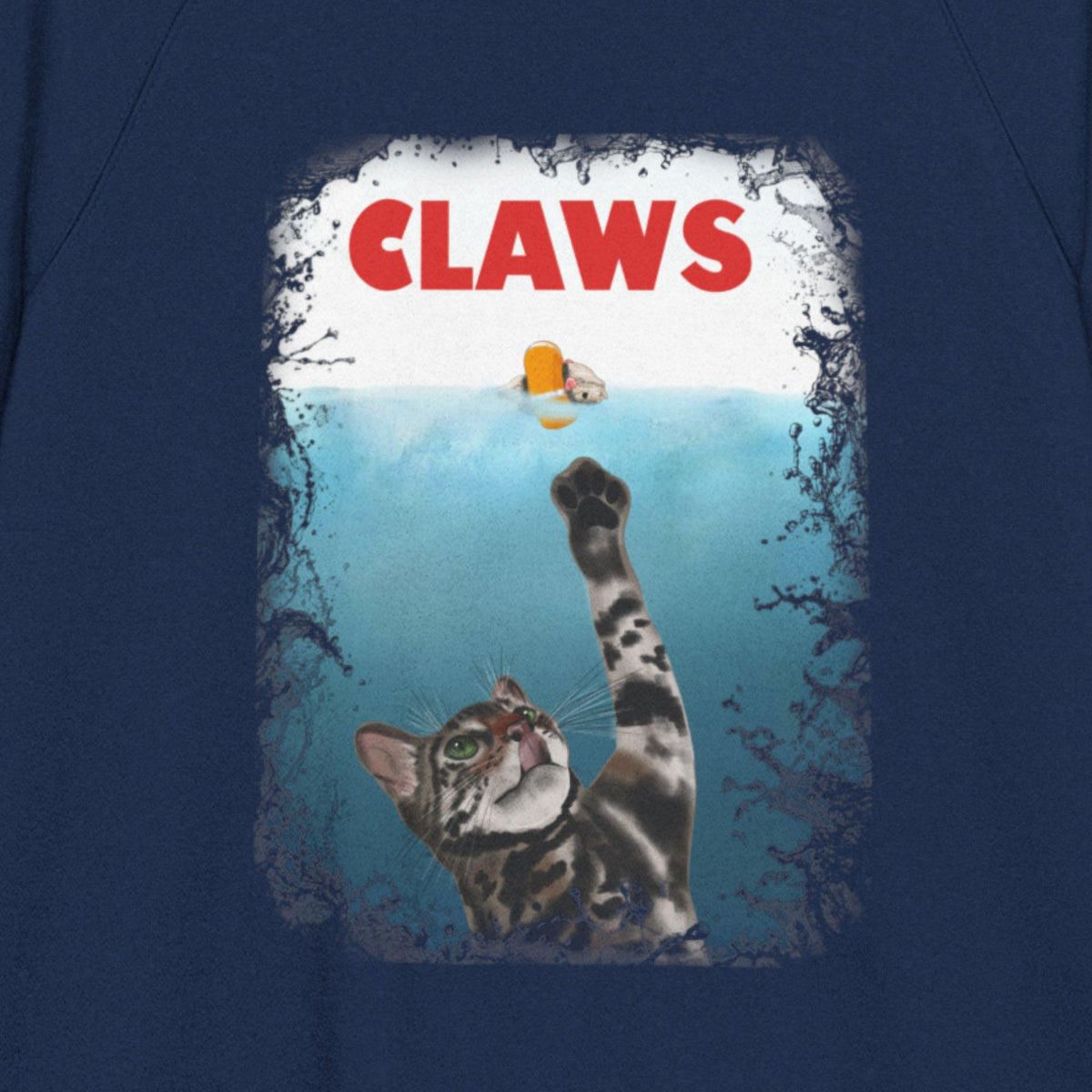 Close up of the design on the Purrmaid Flounder 'CLAWS' Raglan Crewneck (5 of 5)