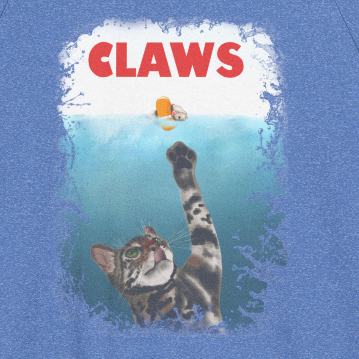 Close up of the design on the Purrmaid Flounder 'CLAWS' Raglan Crewneck (4 of 5)